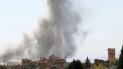 TOPSHOT - Smoke billows following an Israeli airstrike near the ruins of the ancient Roman Temple of Bacchus in Lebanon's eastern city of Baalbek in the Bekaa valley on October 6, 2024. (Photo by Nidal SOLH / AFP) (Photo by NIDAL SOLH/AFP via Getty Images)