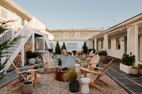 Outdoor courtyard at Daunt’s Albatross in Montauk